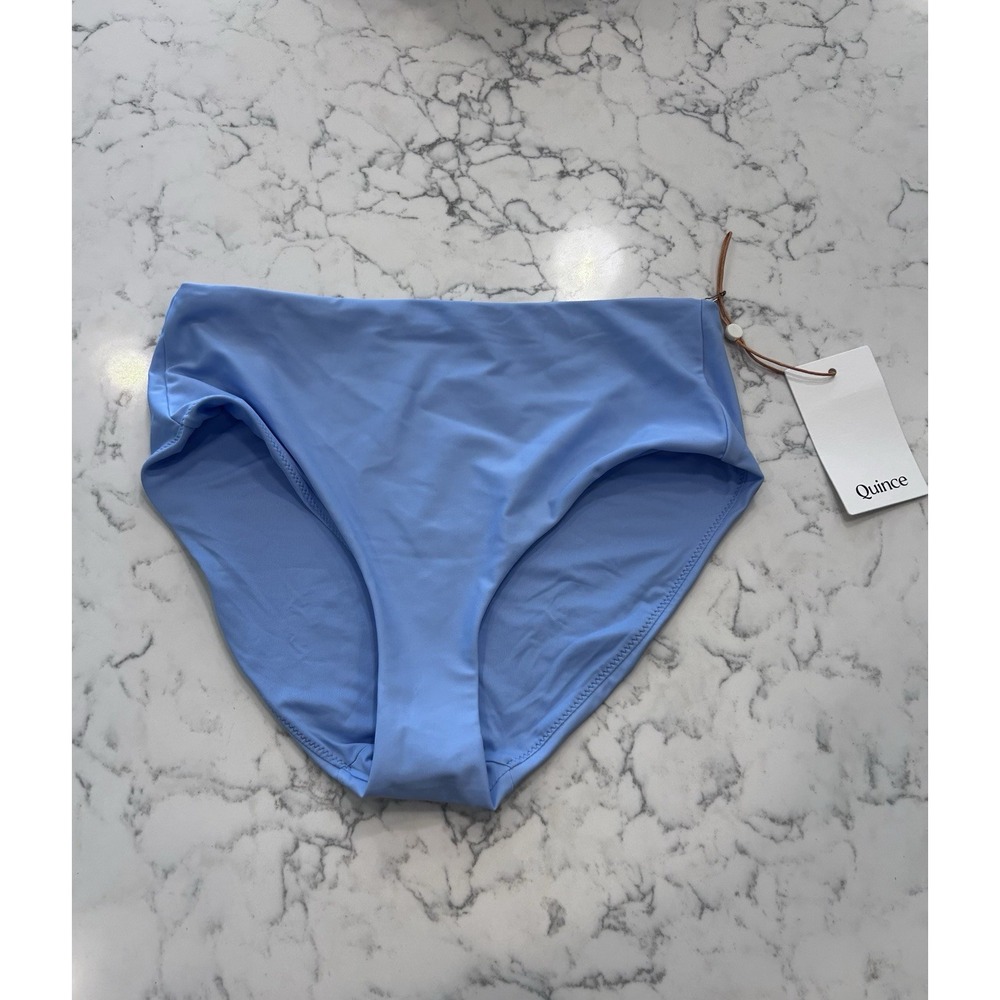 NWT Quince Light Blue Italian High Rise Bikini Bottoms Size XS